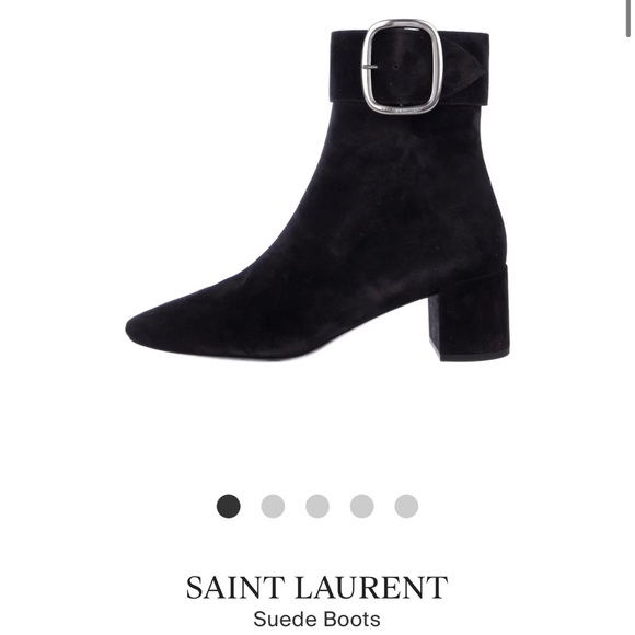 SAINT LAURENT SUEDE BLACK BOOTS - Picture 1 of 8